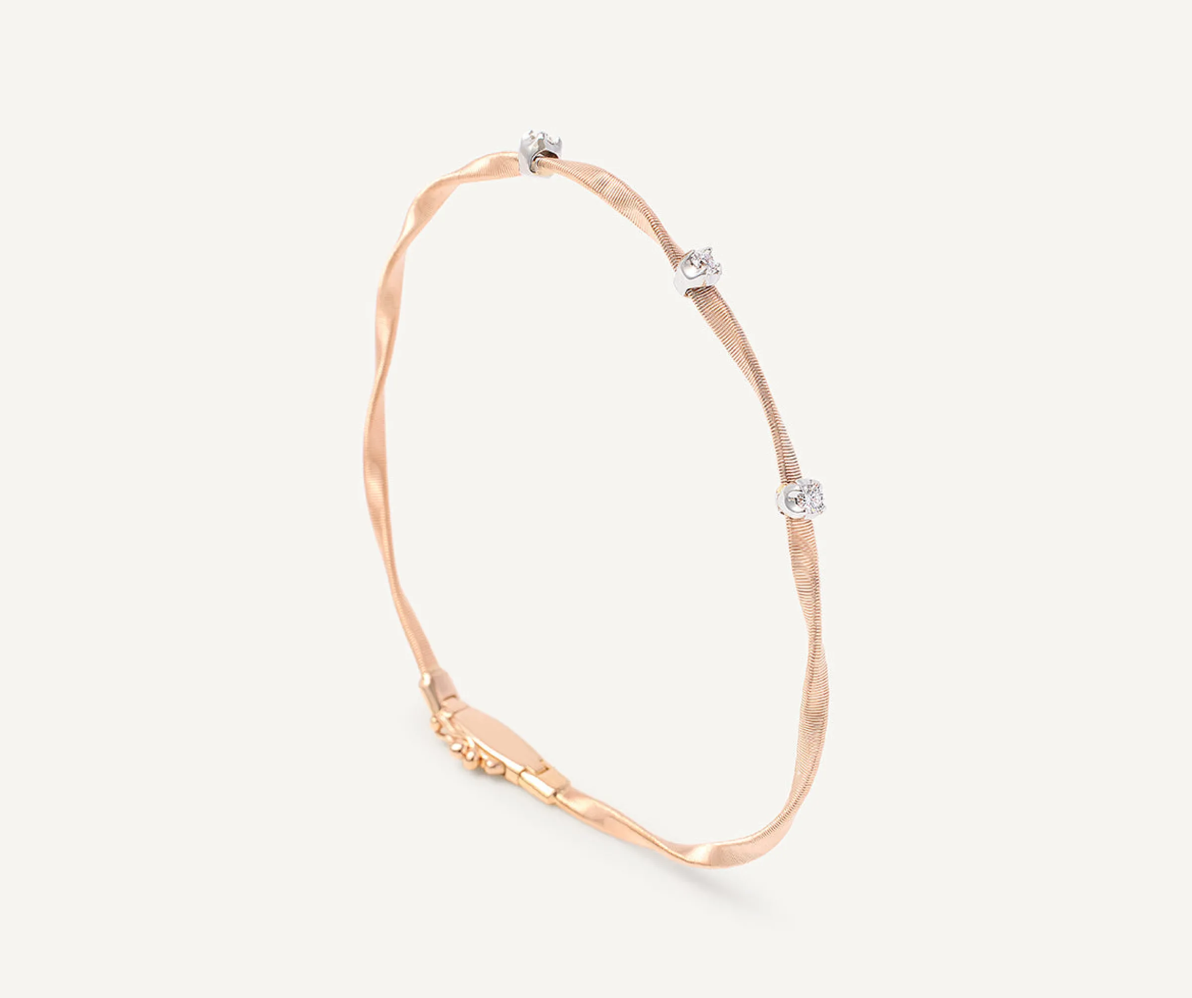 Bracelets-Marco Bicego 18K Rose Gold Twisted Coil Bracelet With Diamonds RoseGold