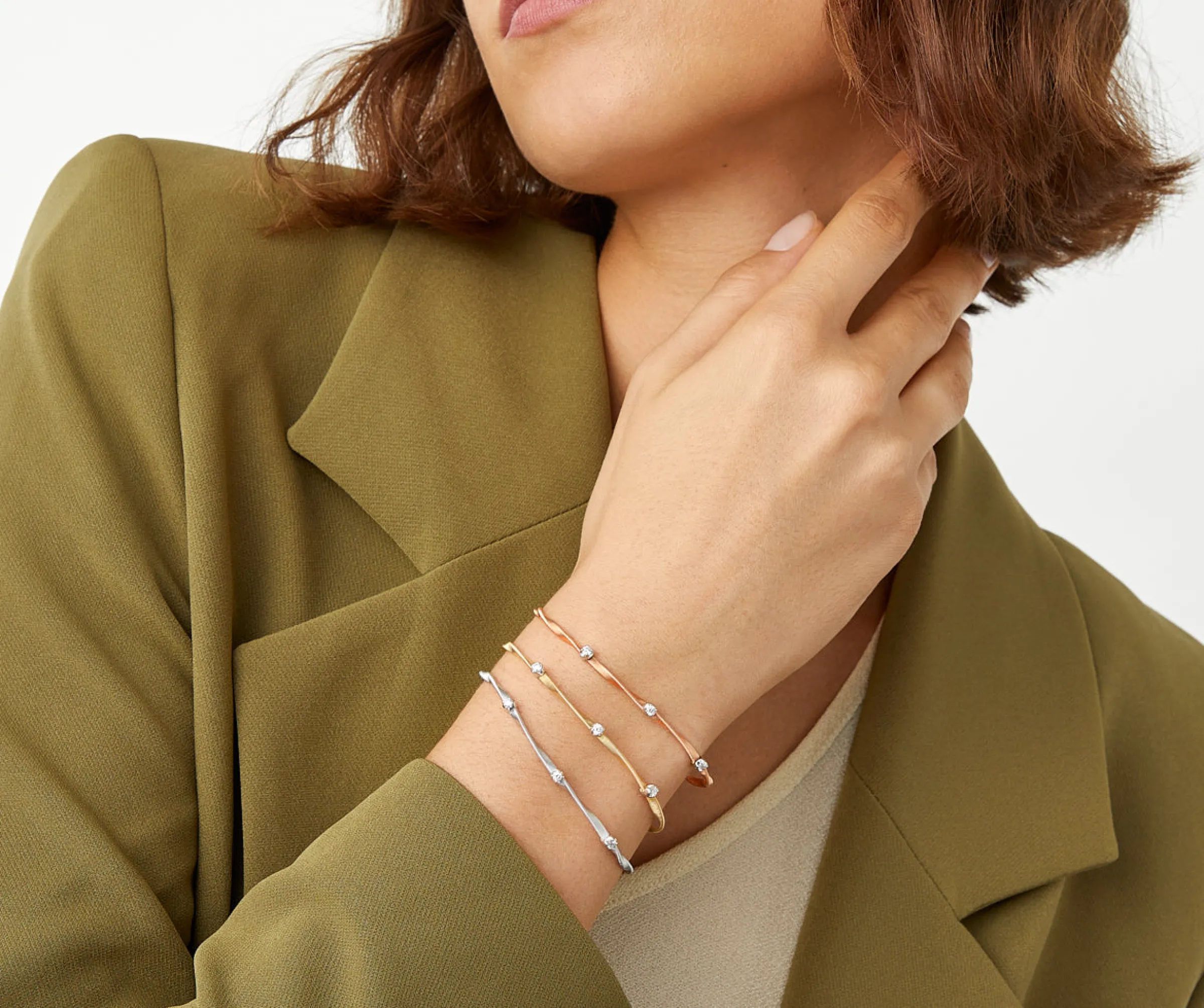 Bracelets-Marco Bicego 18K Rose Gold Twisted Coil Bracelet With Diamonds RoseGold