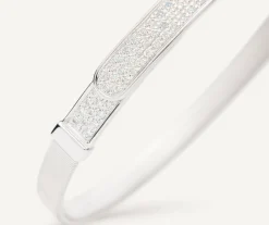 Bracelets-Marco Bicego 18K White Gold Coil and Diamond Pavé Bangle Bracelet, Thin Whitegold