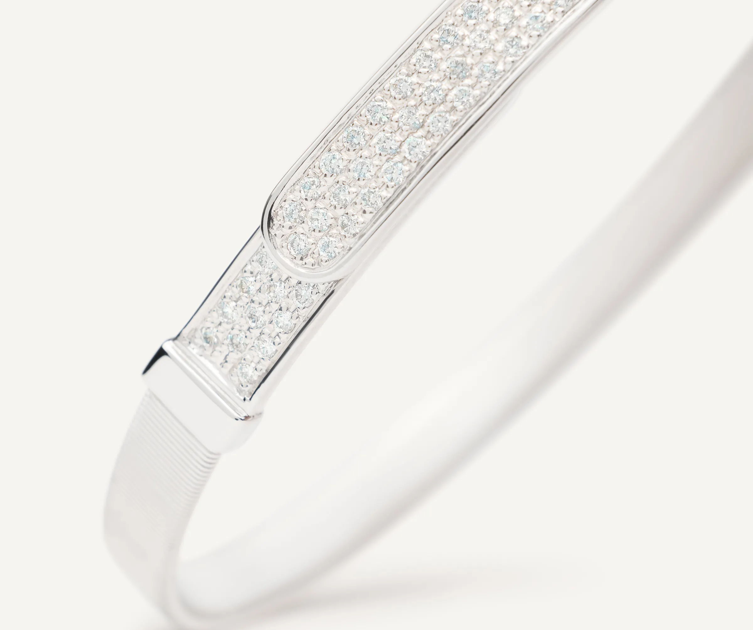 Bracelets-Marco Bicego 18K White Gold Coil and Diamond Pavé Bangle Bracelet, Thin Whitegold