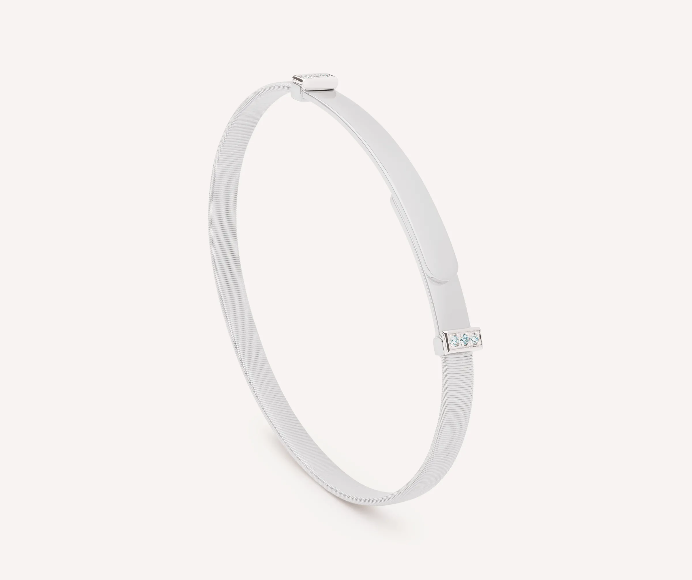 Bracelets-Marco Bicego 18K White Gold Coil Bangle Bracelet With Diamond Pavé, Thin Whitegold