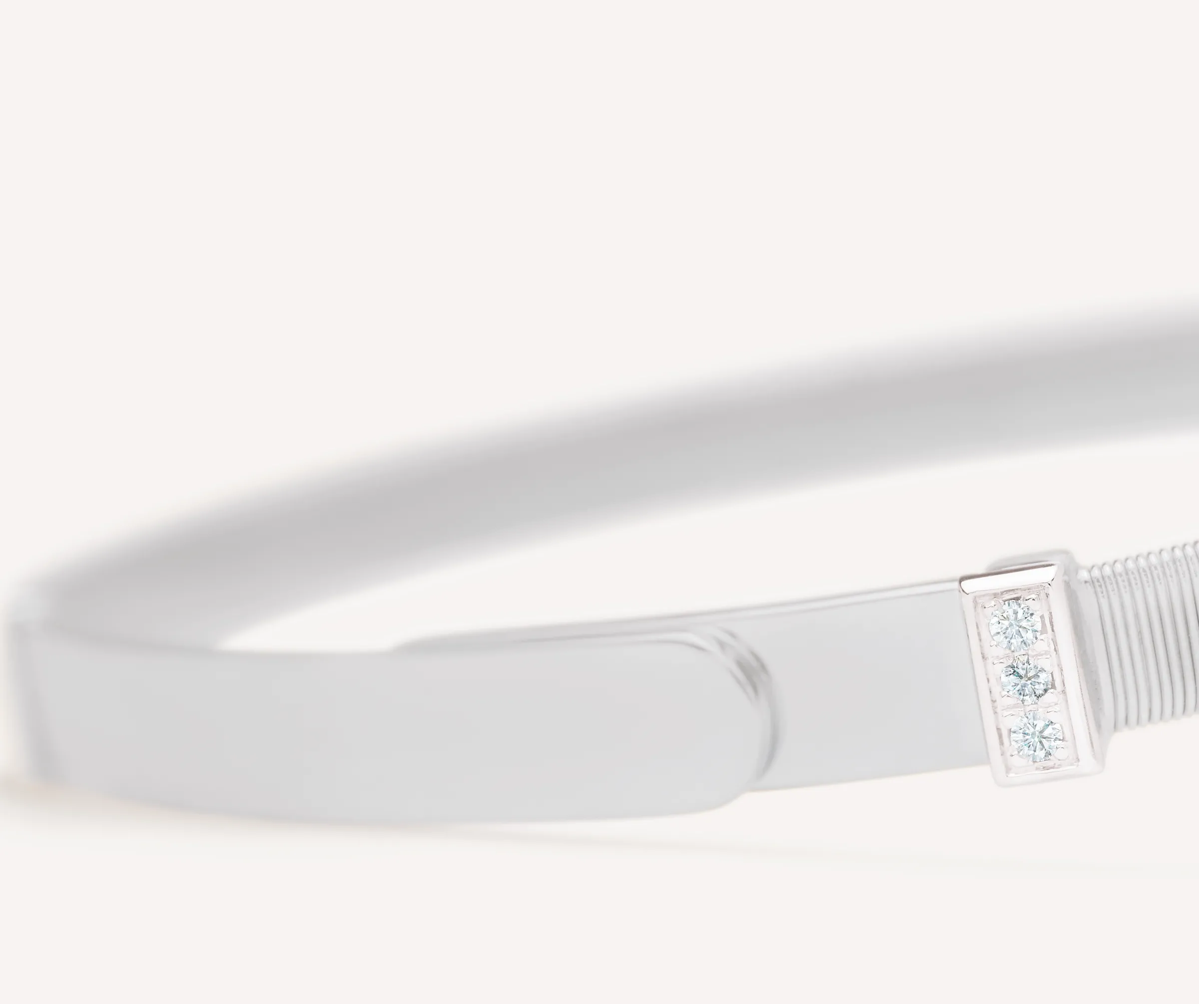 Bracelets-Marco Bicego 18K White Gold Coil Bangle Bracelet With Diamond Pavé, Thin Whitegold