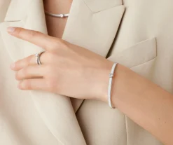 Bracelets-Marco Bicego 18K White Gold Coil Bangle Bracelet With Cushion-Cut Diamond Whitegold