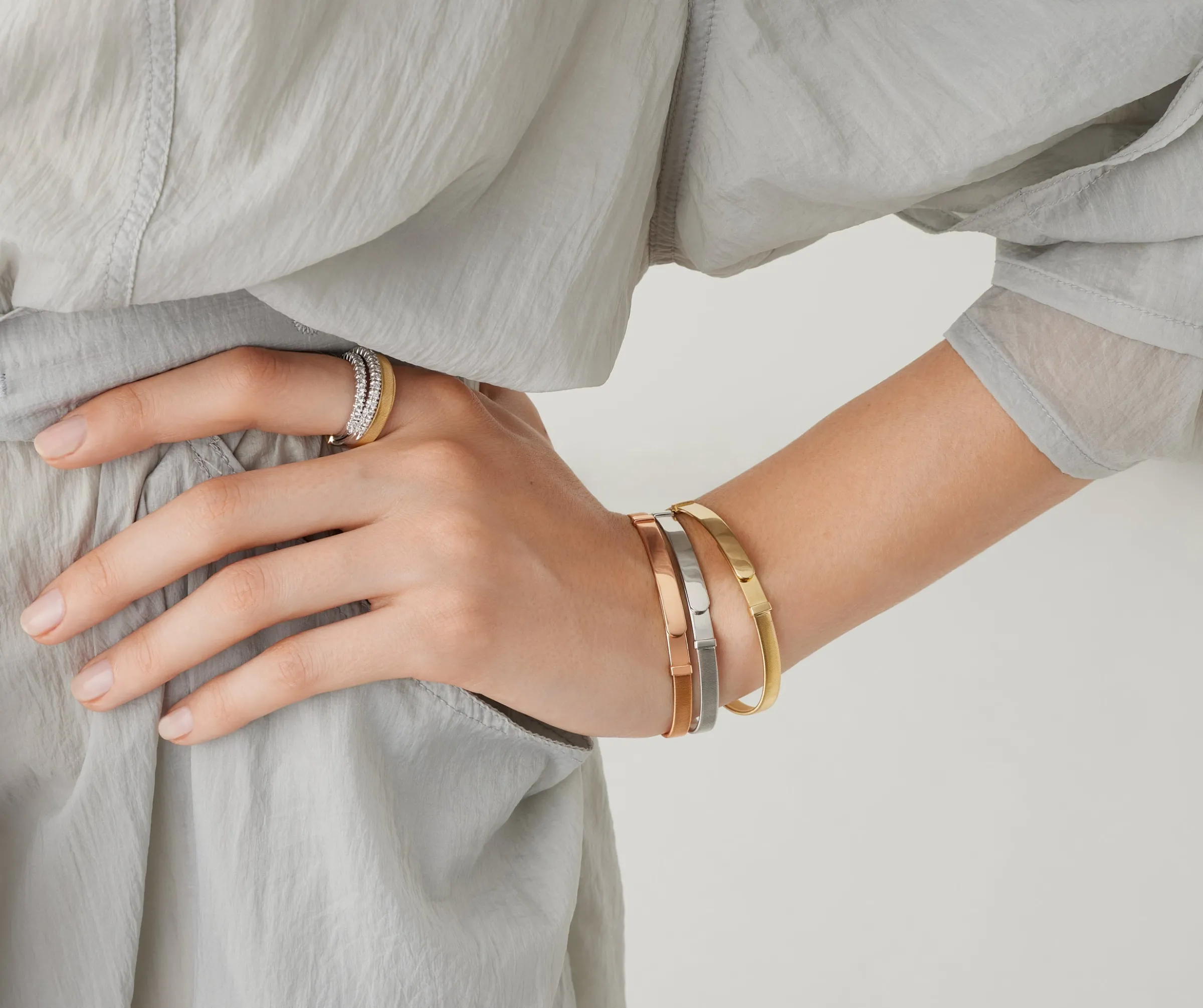 Bracelets-Marco Bicego 18K White Gold Coil Bangle Bracelet, Thin WhiteGold