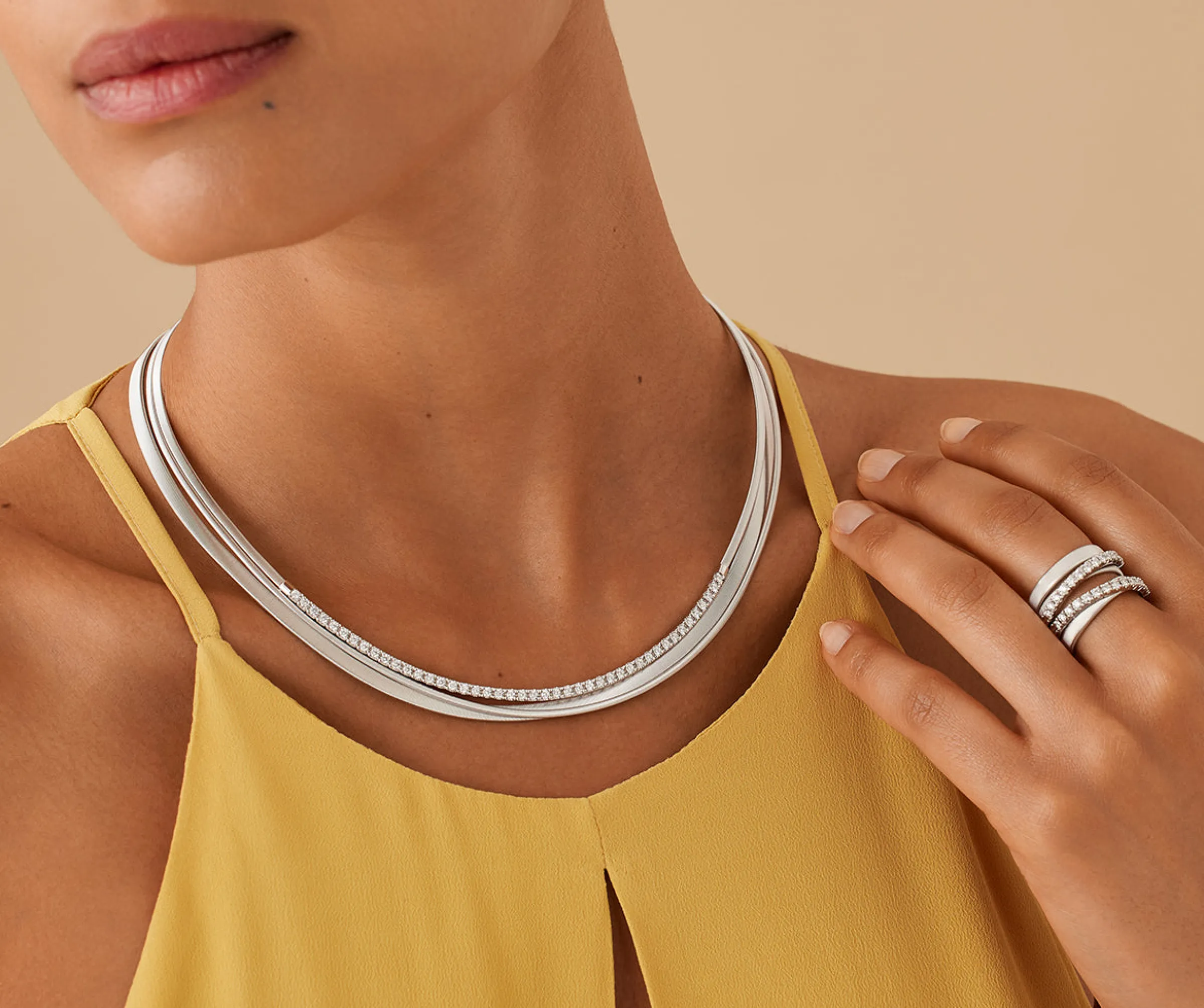 Necklaces-Marco Bicego 18K White Gold Collar With Diamonds Whitegold