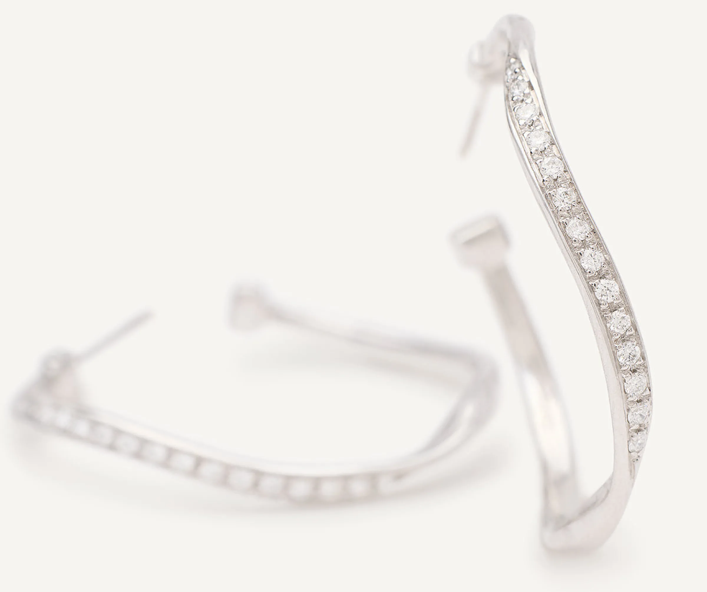 Earrings-Marco Bicego 18K White Gold Diamond Hoops Whitegold
