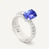 Rings-Marco Bicego 18K White Gold Double-Band Ring With Tanzanite and Diamonds Whitegold