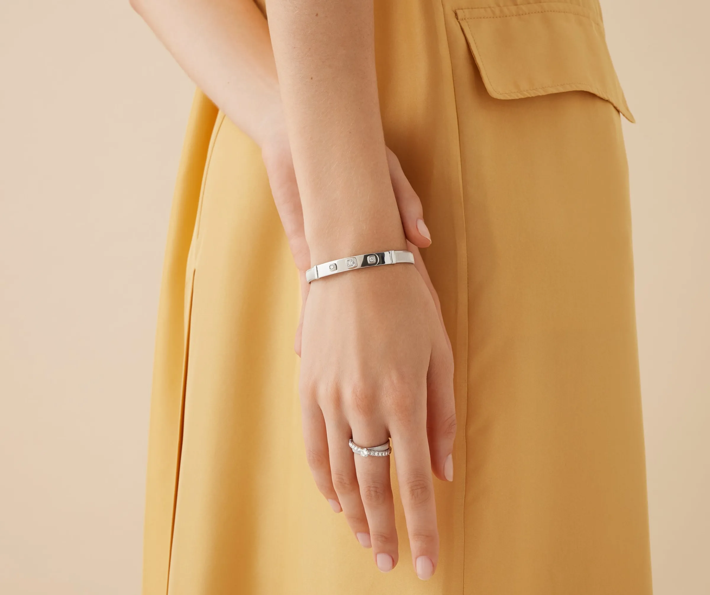 Rings-Marco Bicego 18K White Gold Double-Band Ring With Diamonds Yellowgold