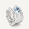 Rings-Marco Bicego 18K White Gold Five-Strand Ring With Aquamarine and Diamonds Whitegold