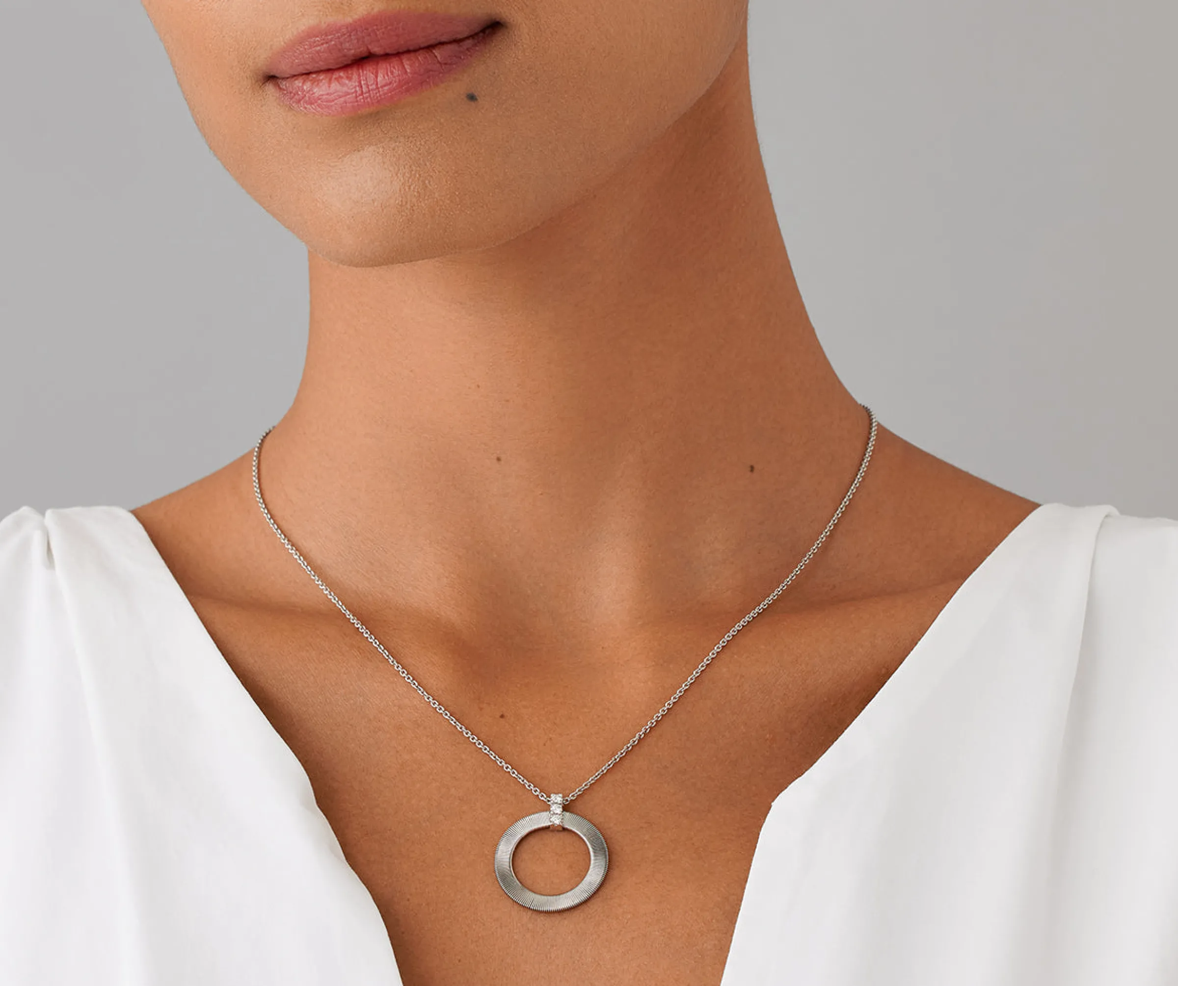Pendants | Necklaces-Marco Bicego 18K White Gold Pendant With Diamonds Whitegold