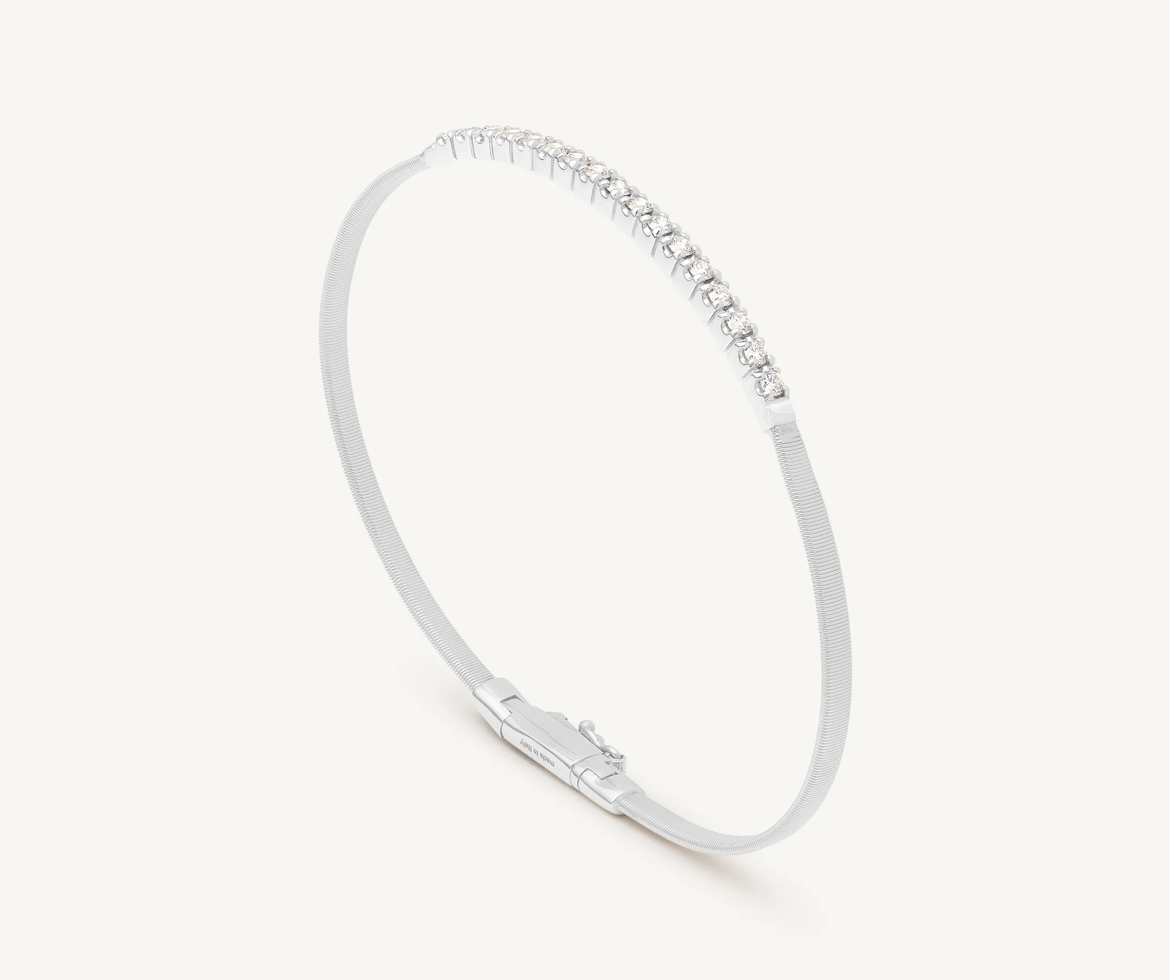 Bracelets-Marco Bicego 18K White Gold Small Stackable Bracelet With Diamond Bar Whitegold