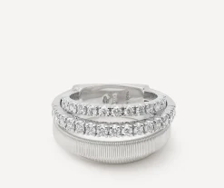 Rings-Marco Bicego 18K White Gold 4-Strand Coil Ring With 2 Diamond Pavé Bands Yellowgold