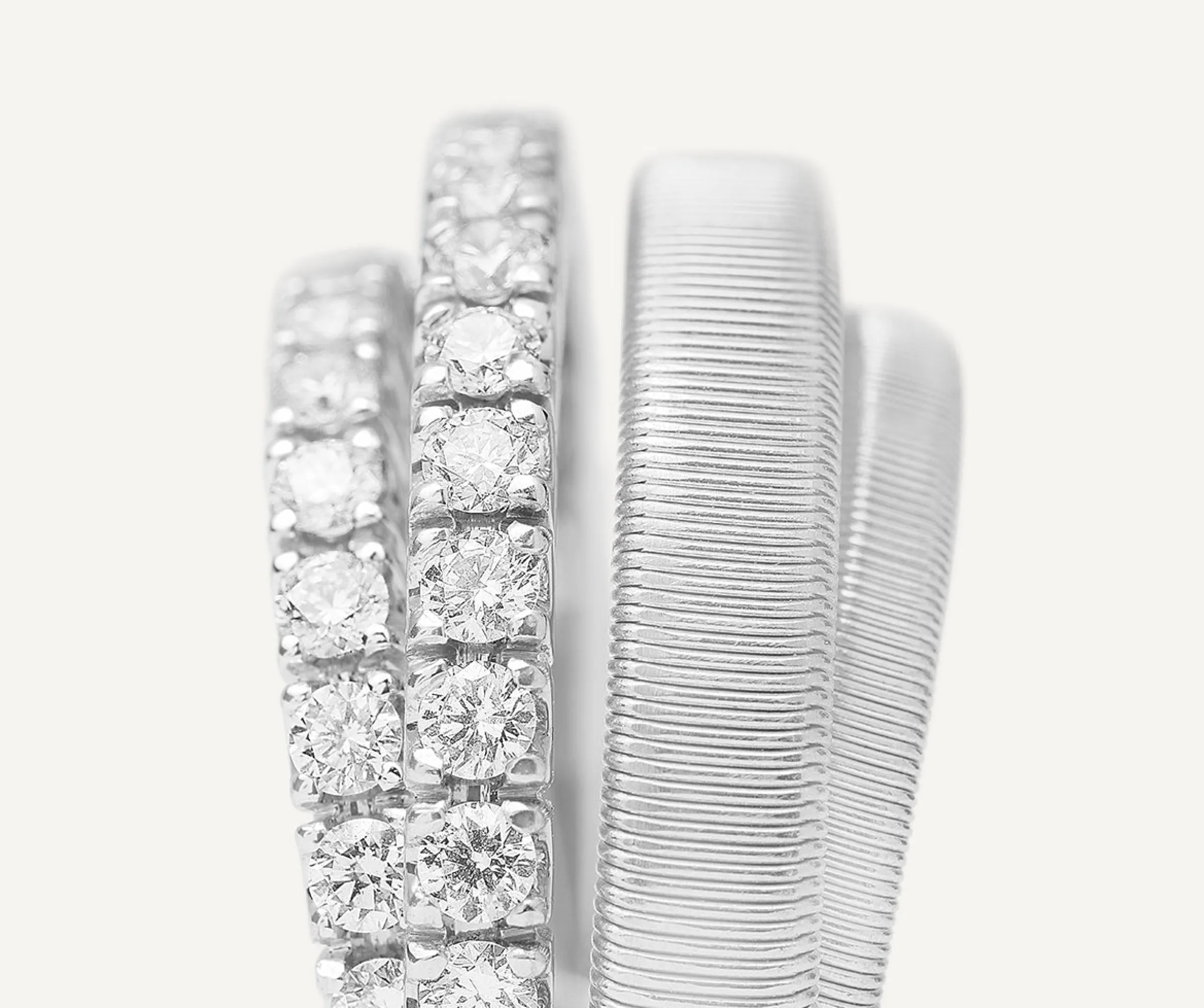 Rings-Marco Bicego 18K White Gold 4-Strand Coil Ring With 2 Diamond Pavé Bands Yellowgold
