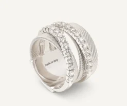 Rings-Marco Bicego 18K White Gold 5-Strand Ring With Diamonds Whitegold