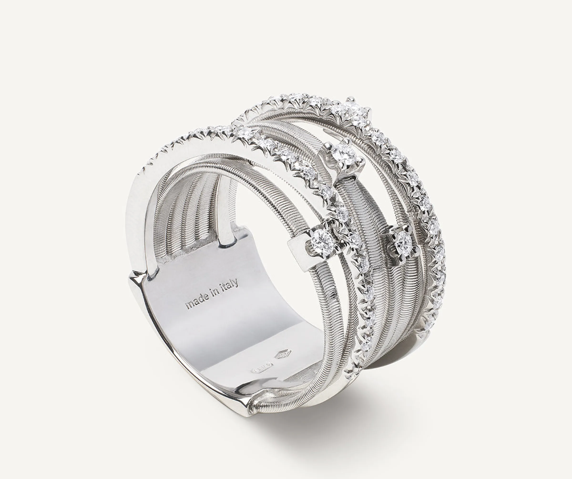 Rings-Marco Bicego 18K White Gold 7-Strand Ring With Diamonds WhiteGold