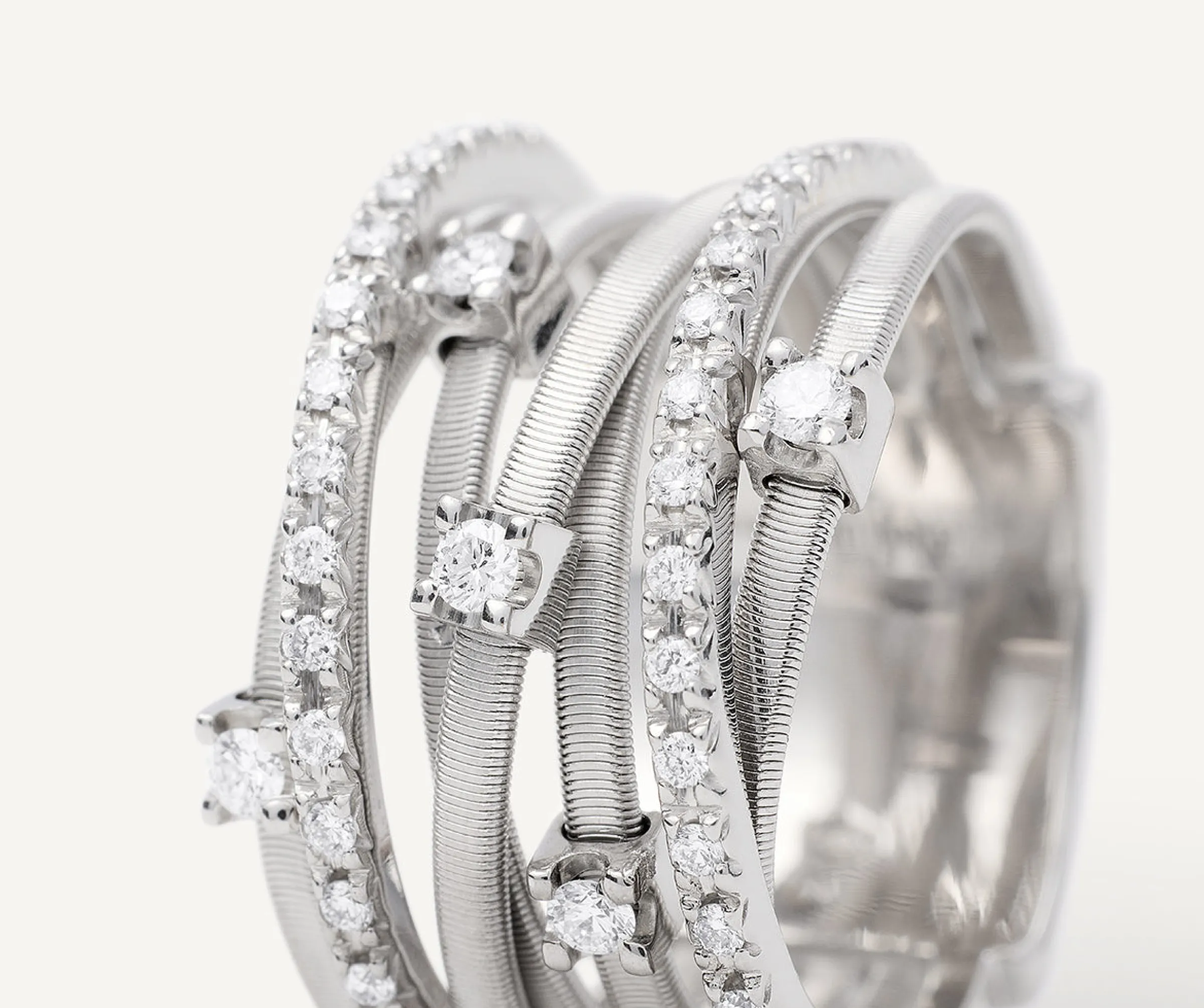 Rings-Marco Bicego 18K White Gold 7-Strand Ring With Diamonds WhiteGold