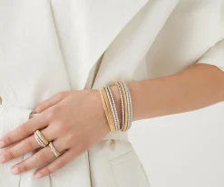 Bracelets-Marco Bicego 18K Yellow Gold 3 Row Diamond Tennis Statement Cuff Yellowgold