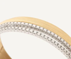 Bracelets-Marco Bicego 18K Yellow Gold 2 Row Diamond Tennis Statement Cuff Yellowgold