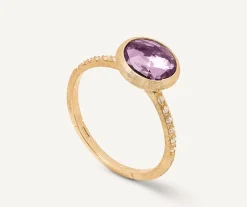 Rings-Marco Bicego 18K Yellow Gold Amethyst Ring with Diamond Pavé Shank YellowGold