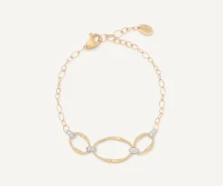 Bracelets-Marco Bicego 18K Yellow Gold and Diamond 3-Link Station Bracelet Yellowgold