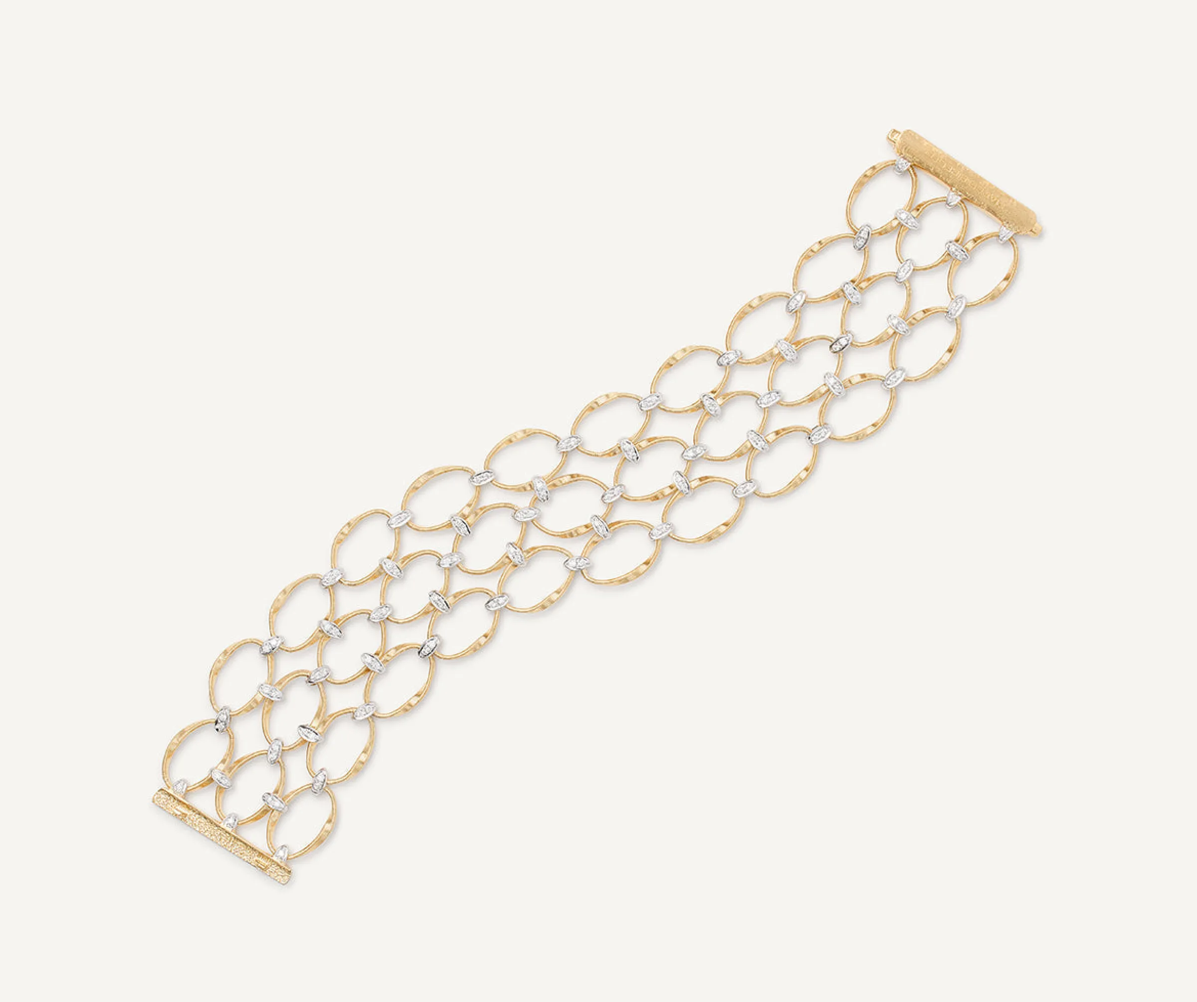 Bracelets-Marco Bicego 18K Yellow Gold and Diamond Flat Link 3-Strand Bracelet Yellowgold