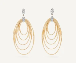 Earrings-Marco Bicego 18K Yellow Gold and Diamond Large Concentric Earrings Yellowgold