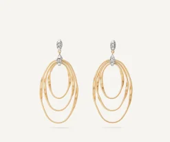 Earrings-Marco Bicego 18K Yellow Gold and Diamond Concentric Earrings Yellowgold