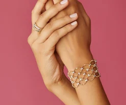 Bracelets-Marco Bicego 18K Yellow Gold and Diamond Flat Link 3-Strand Bracelet Yellowgold