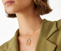 Pendants | Necklaces-Marco Bicego 18K Yellow Gold and Diamond Concentric Pendant Yellowgold