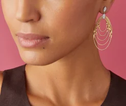 Earrings-Marco Bicego 18K Yellow Gold and Diamond Large Concentric Earrings Yellowgold