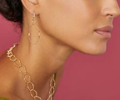 Earrings-Marco Bicego 18K Yellow Gold and Diamond Double Drop Earrings Yellowgold