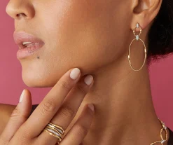 Earrings-Marco Bicego 18K Yellow Gold and Diamond Flat Link Earrings Yellowgold