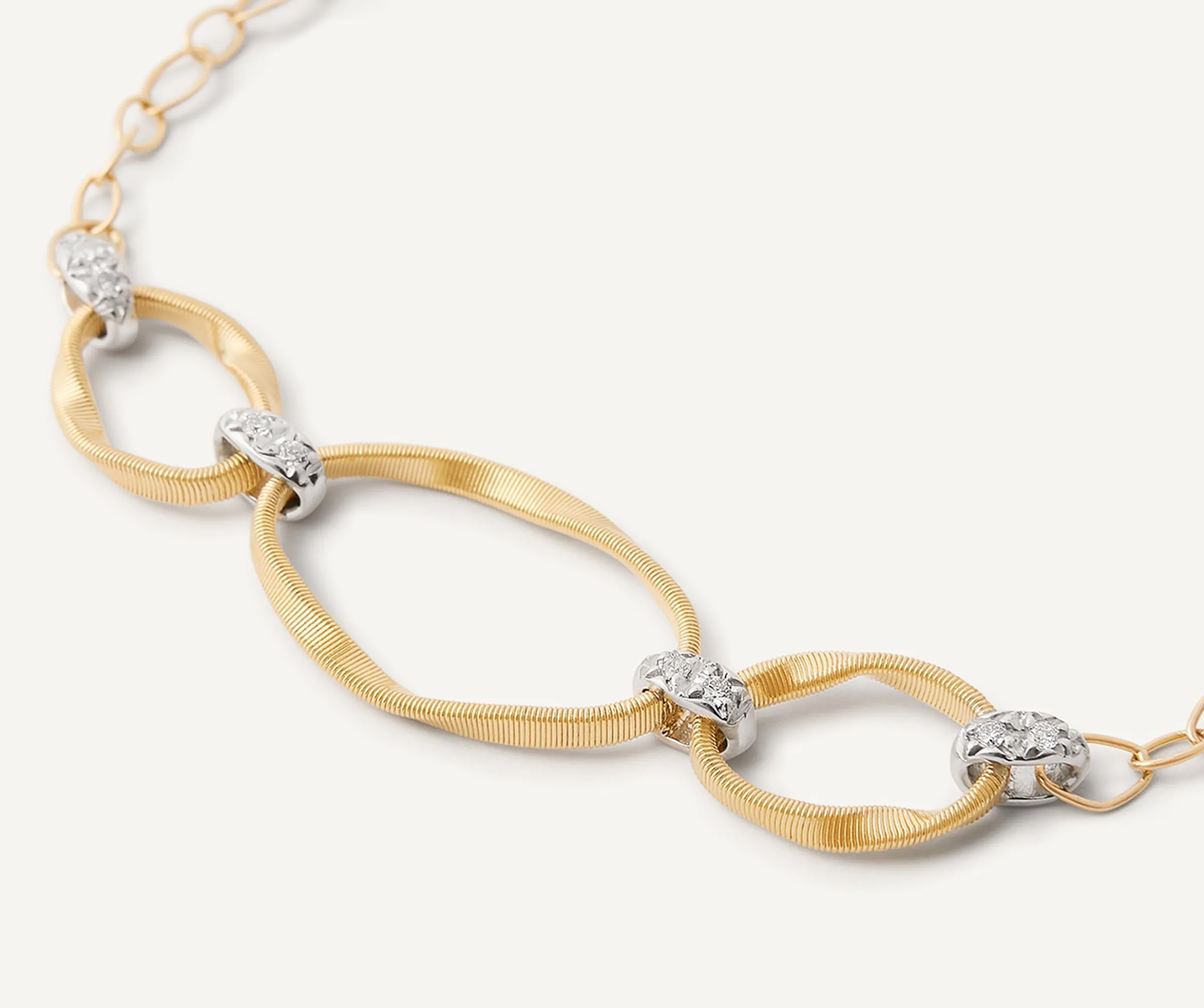 Bracelets-Marco Bicego 18K Yellow Gold and Diamond 3-Link Station Bracelet Yellowgold