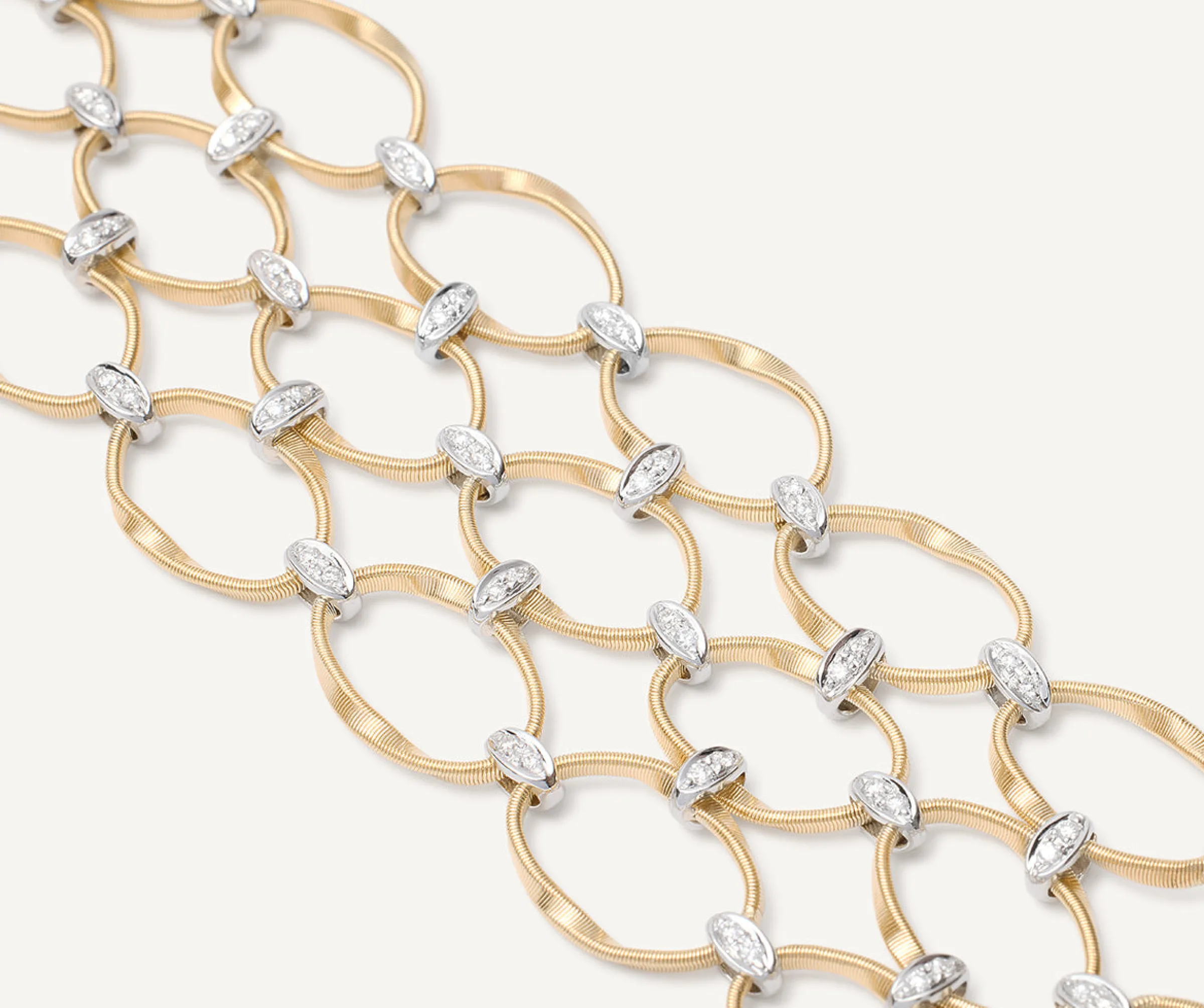 Bracelets-Marco Bicego 18K Yellow Gold and Diamond Flat Link 3-Strand Bracelet Yellowgold