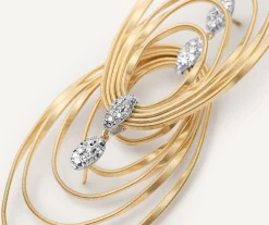 Earrings-Marco Bicego 18K Yellow Gold and Diamond Large Concentric Earrings Yellowgold