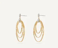 Earrings-Marco Bicego 18K Yellow Gold and Diamond Concentric Earrings Yellowgold