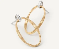 Earrings-Marco Bicego 18K Yellow Gold and Diamond Link Studs Yellowgold