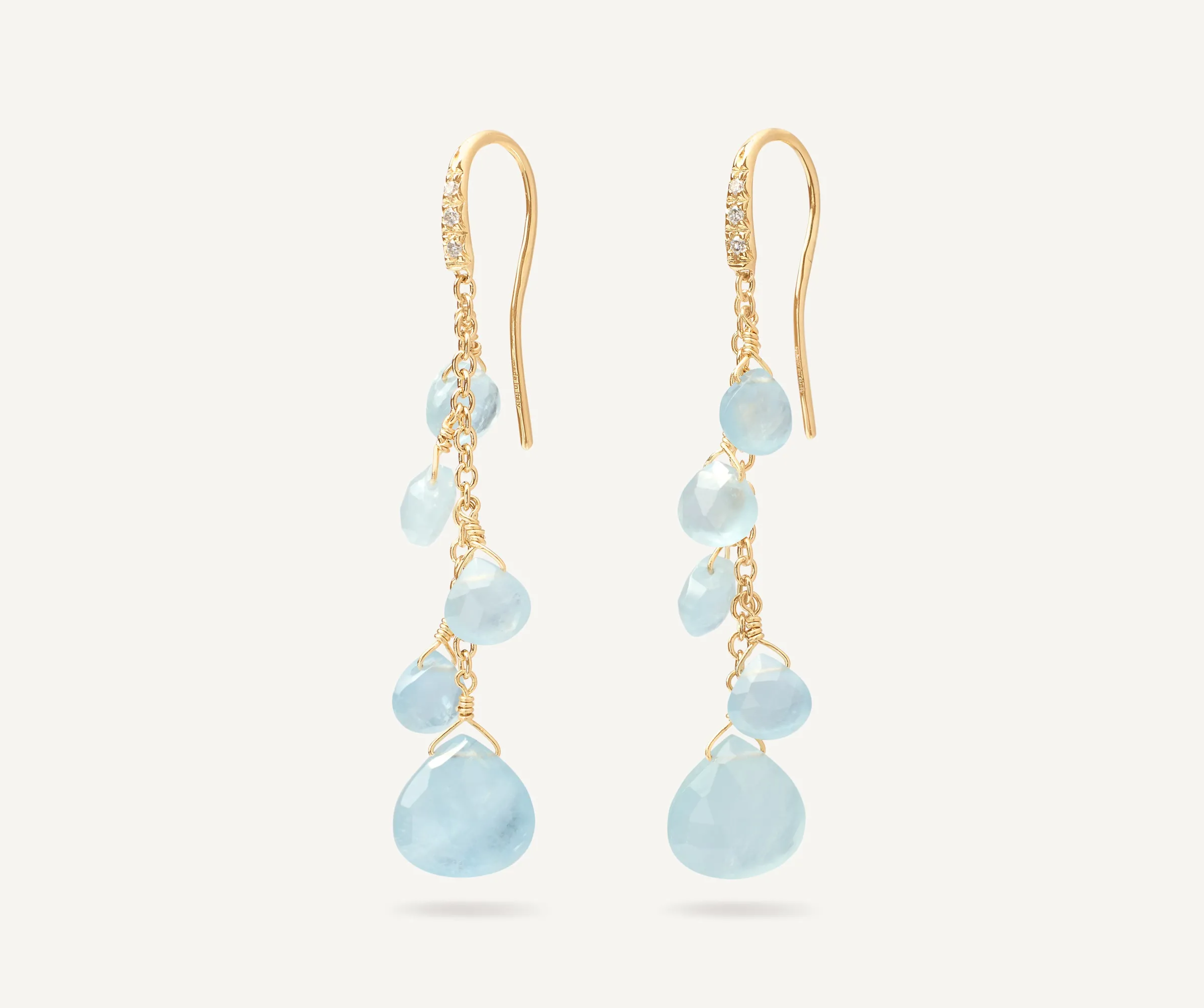 Earrings-Marco Bicego 18K Yellow Gold Aquamarine Earrings With Diamonds Yellowgold