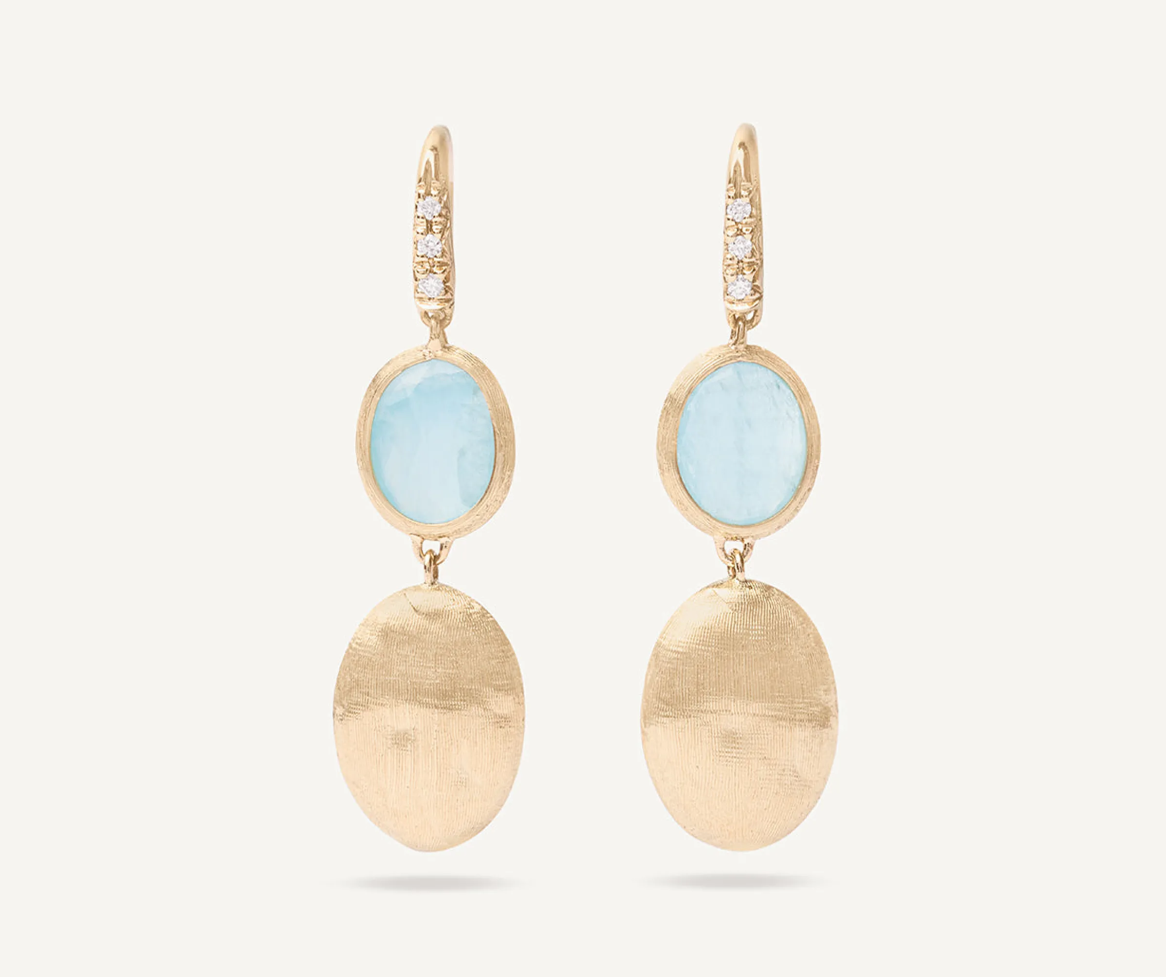 Earrings-Marco Bicego 18K Yellow Gold Aquamarine, Gold u0026 Diamond Accent Earrings Yellowgold