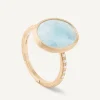 Rings-Marco Bicego 18K Yellow Gold Aquamarine Ring with Diamond Pavé Shank Yellowgold