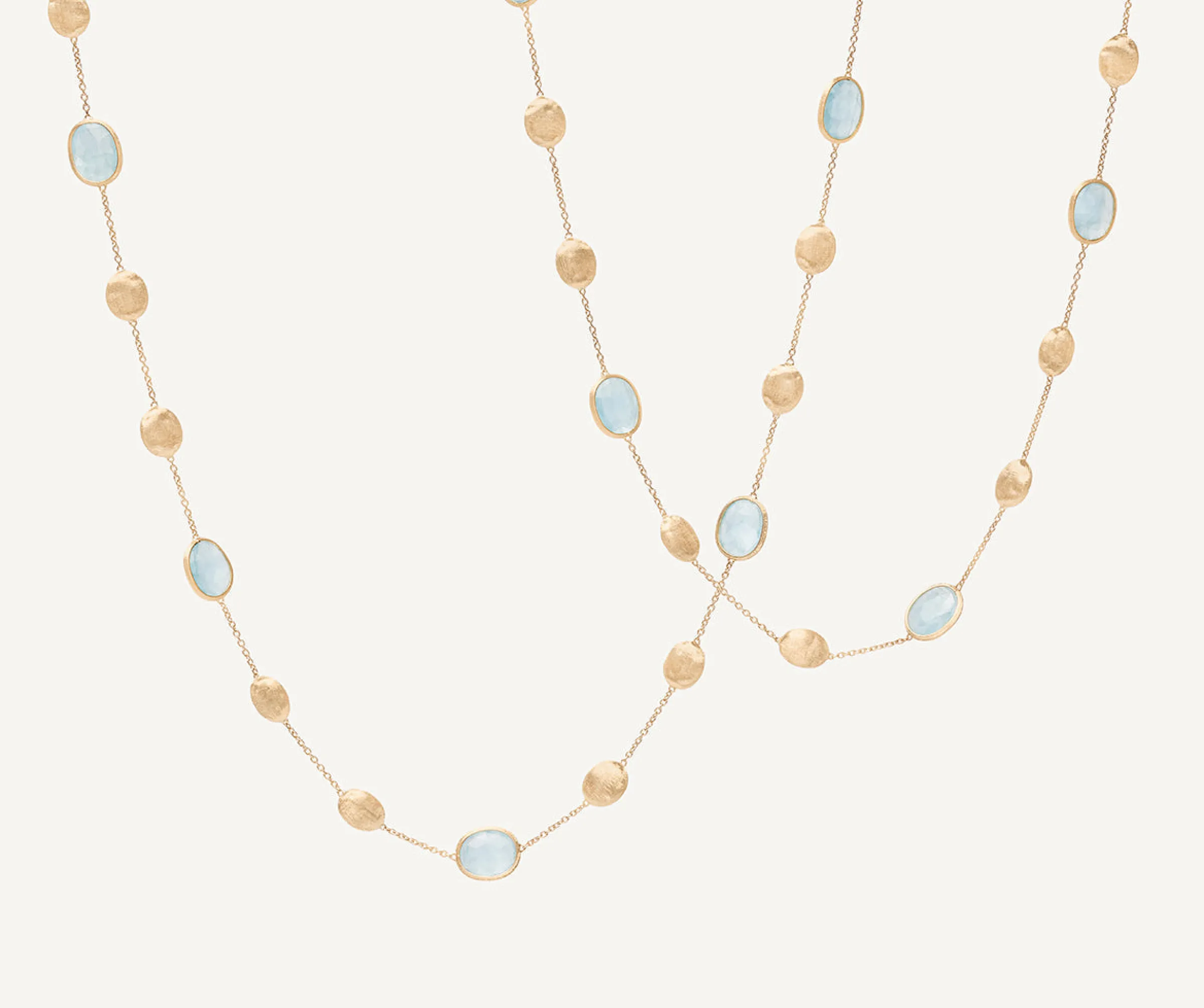Necklaces-Marco Bicego 18K Yellow Gold Aquamarine u0026 Gold Long Necklace, Large Bean Yellowgold