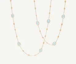 Necklaces-Marco Bicego 18K Yellow Gold Aquamarine u0026 Gold Long Necklace, Small Bean Yellowgold