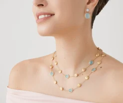 Earrings-Marco Bicego 18K Yellow Gold Aquamarine u0026 Diamond Drop Earrings Yellowgold
