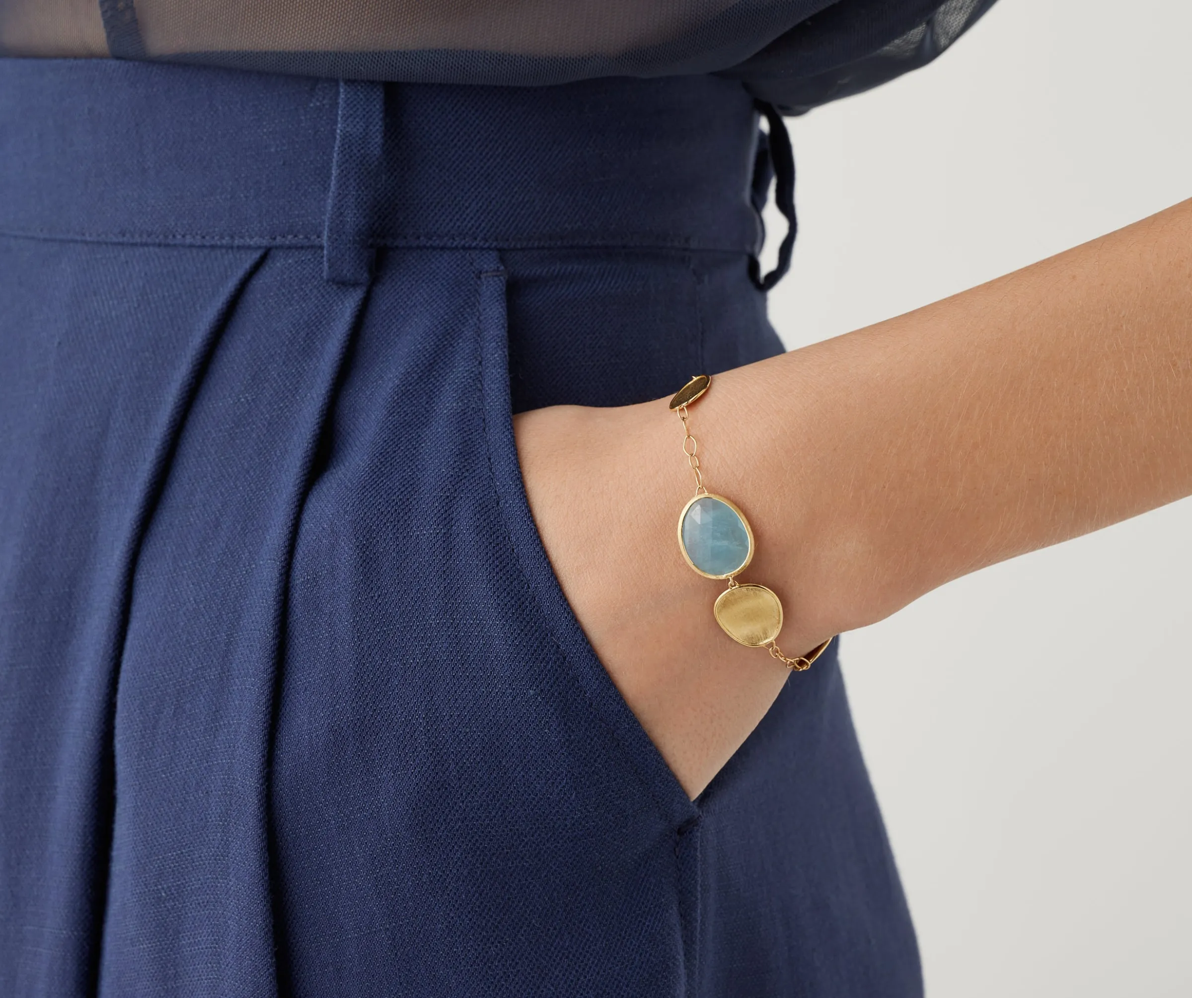 Bracelets-Marco Bicego 18K Yellow Gold Aquamarine Bracelet Yellowgold