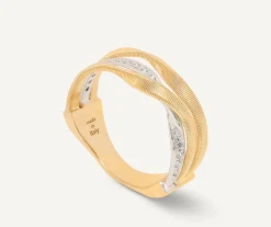 Rings-Marco Bicego 18K Yellow Gold 3-Band Coil Ring With Diamonds Yellowgold