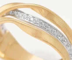 Rings-Marco Bicego 18K Yellow Gold 3-Band Coil Ring With Diamonds Yellowgold
