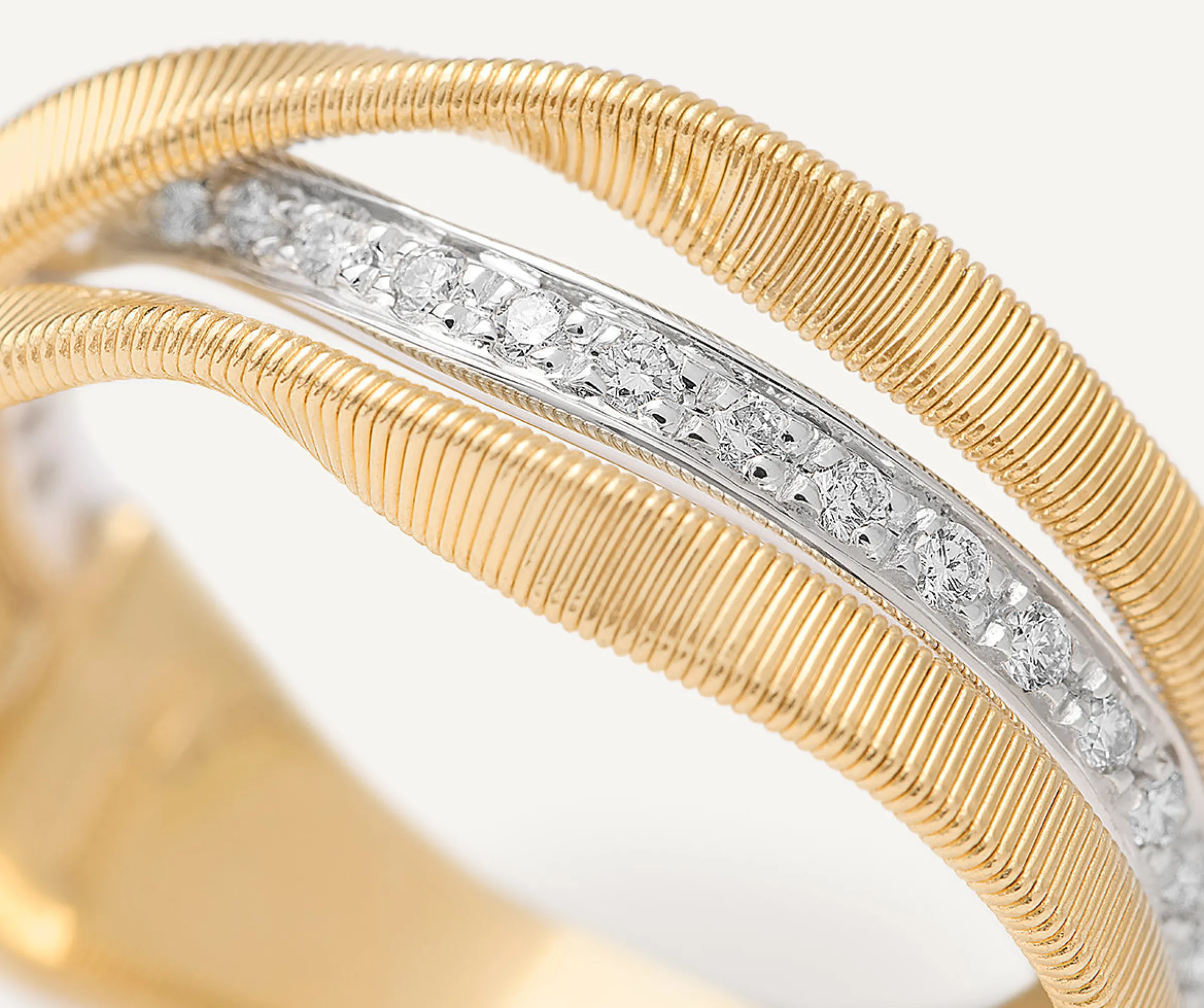 Rings-Marco Bicego 18K Yellow Gold 3-Band Coil Ring With Diamonds Yellowgold