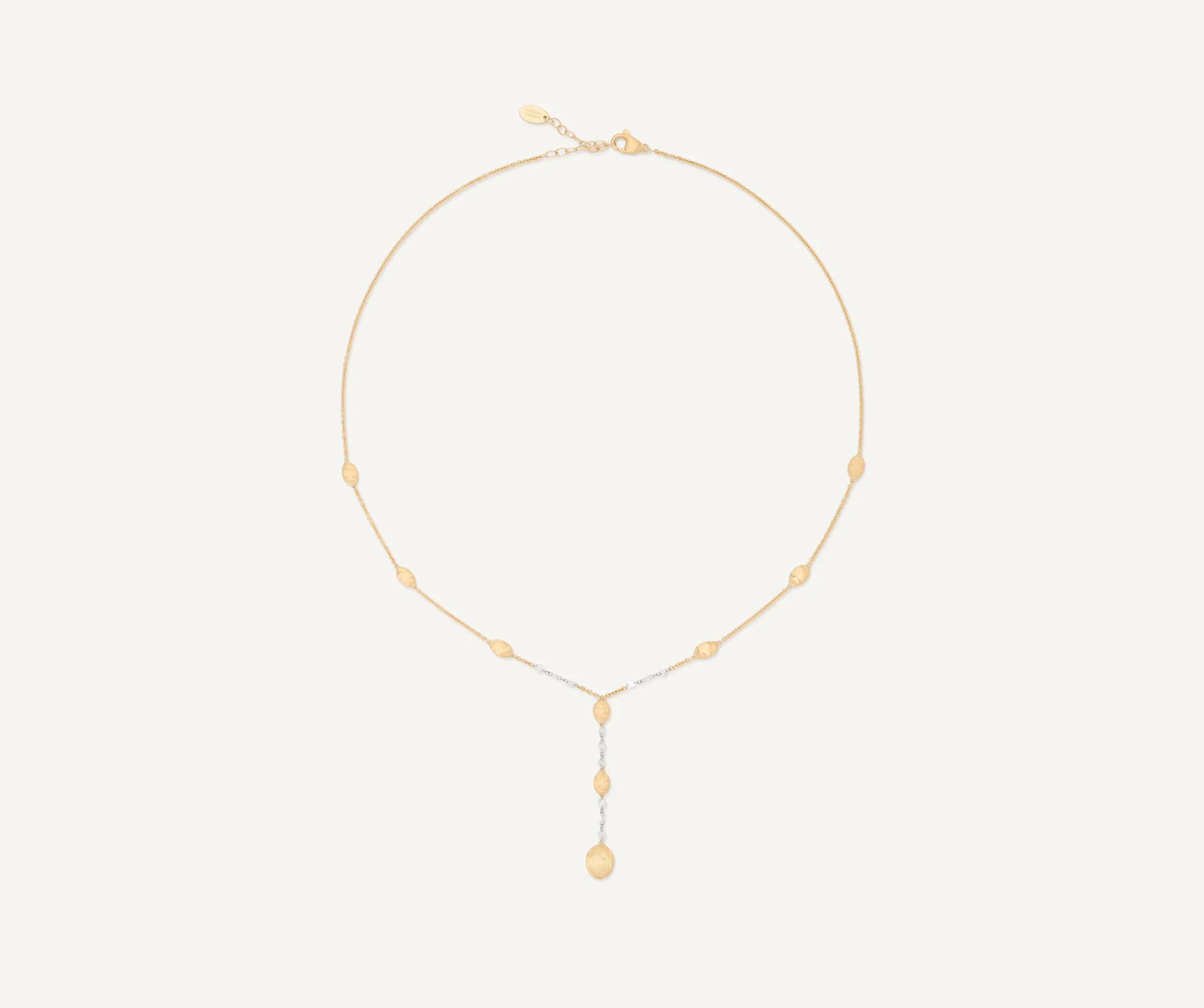 Necklaces-Marco Bicego 18K Yellow Gold Beaded Lariat Necklace with Diamonds Yellowgold