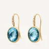 Earrings-Marco Bicego 18K Yellow Gold Blue Topaz Drop Earrings with Diamonds YellowGold