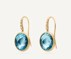 Earrings-Marco Bicego 18K Yellow Gold Blue Topaz Drop Earrings with Diamonds YellowGold